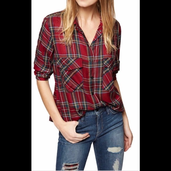 Sanctuary boyfriend shirt in red plaid - Picture 2 of 11